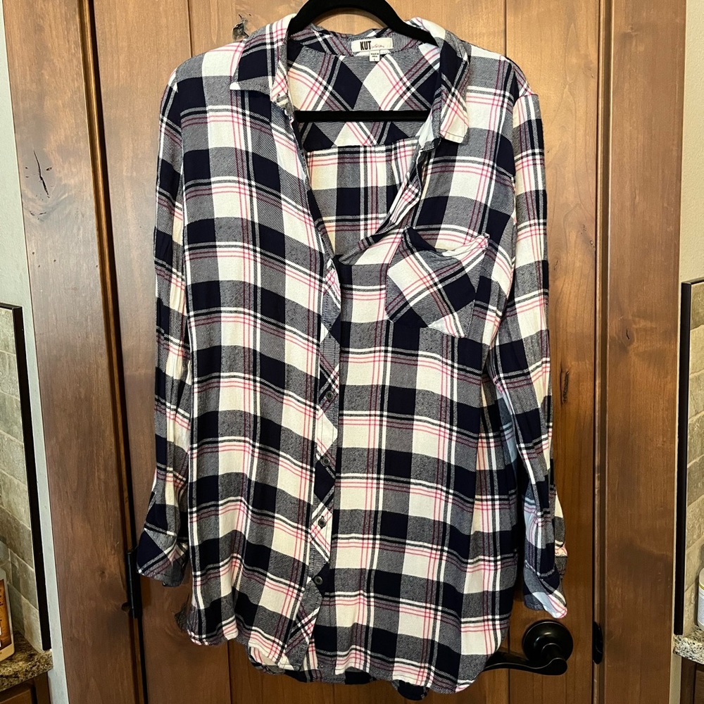 GUC Kut from the Kloth plaid flannel tunic